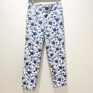 Talbots Chatham Blue White Floral Ankle Pants Size 6